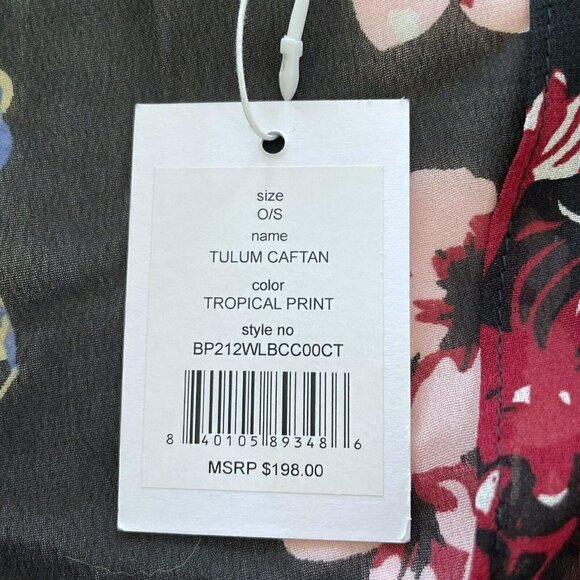Walter Baker Tulum Caftan Kaftan Duster Black Floral Tropical One Size OS NWT - Picture 9 of 12